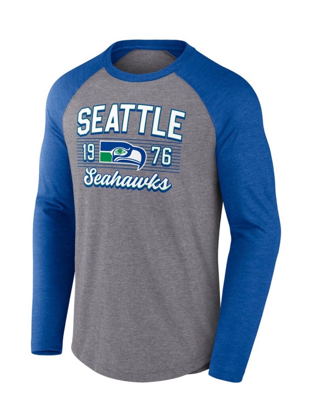 Seattle Seahawks Fanatics Raglan Long Sleeve Tri-Blend Tee Mens 2XL